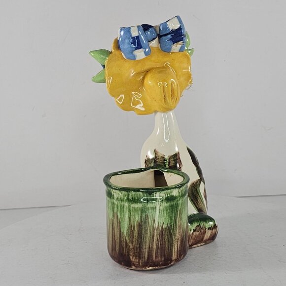 Vintage Di Palma California Pottery Goose Wearing Large Hat Planter Figurine - Picture 5 of 10